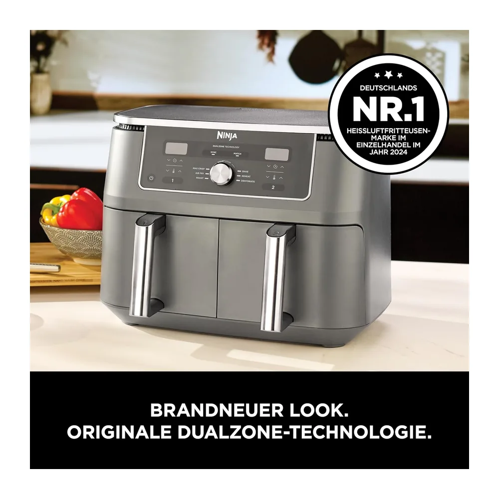 Ninja Dual Zone Digital Air Fryer, 2 Schubladen, Metallic Grau DZ400EU — 2