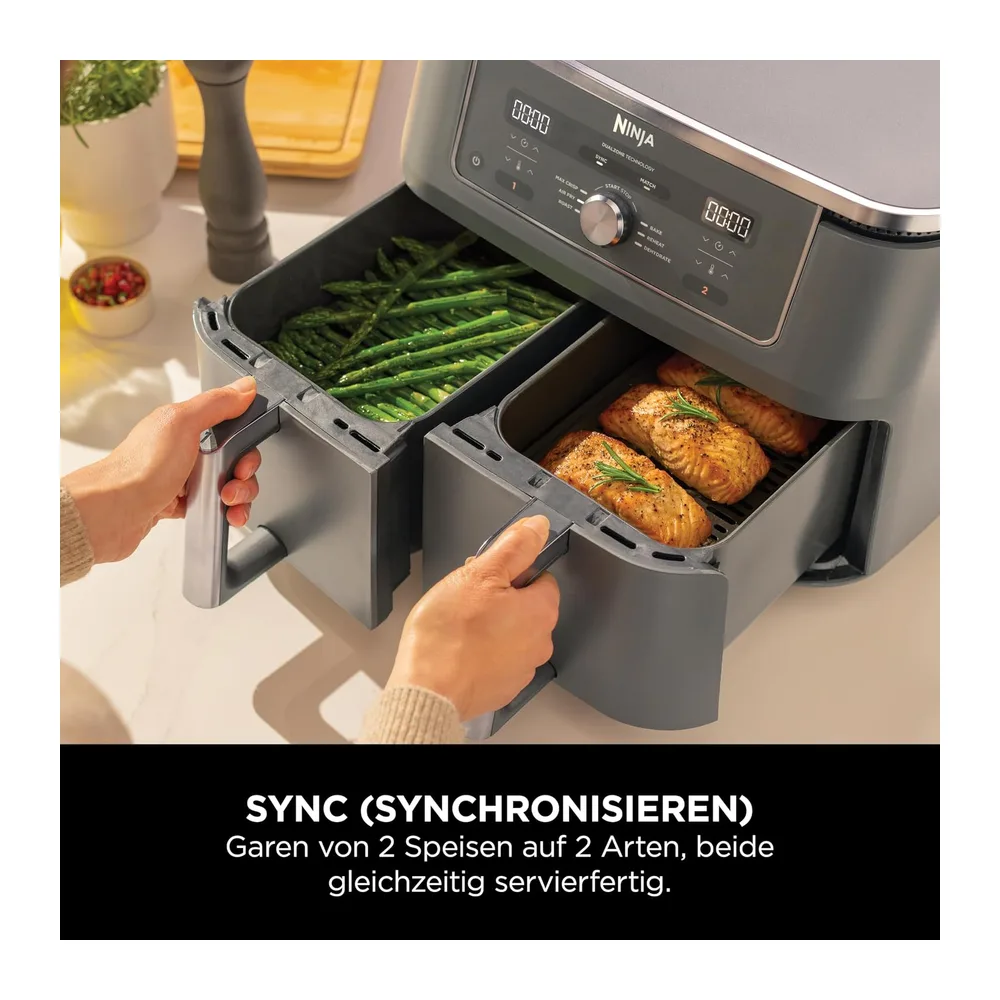 Ninja Dual Zone Digital Air Fryer, 2 Schubladen, Metallic Grau DZ400EU — 3