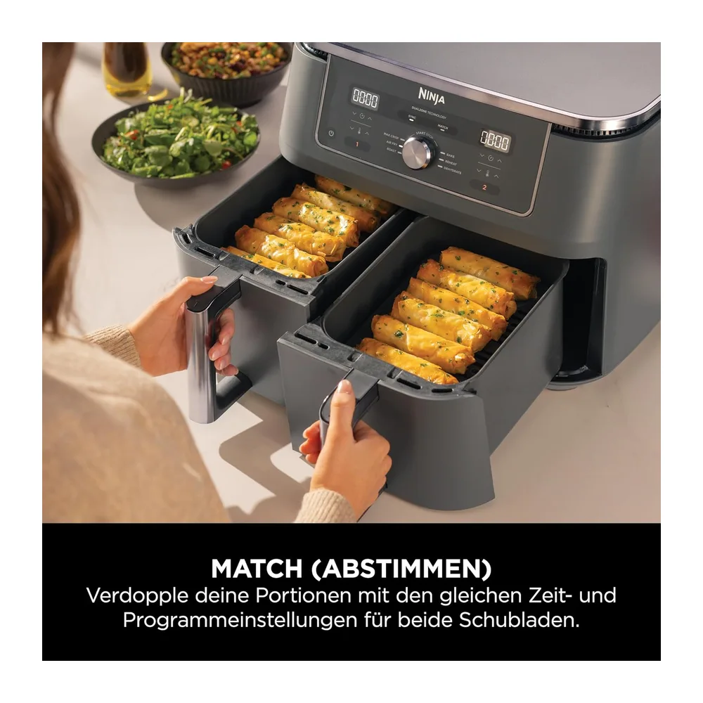 Ninja Dual Zone Digital Air Fryer, 2 Schubladen, Metallic Grau DZ400EU — 4