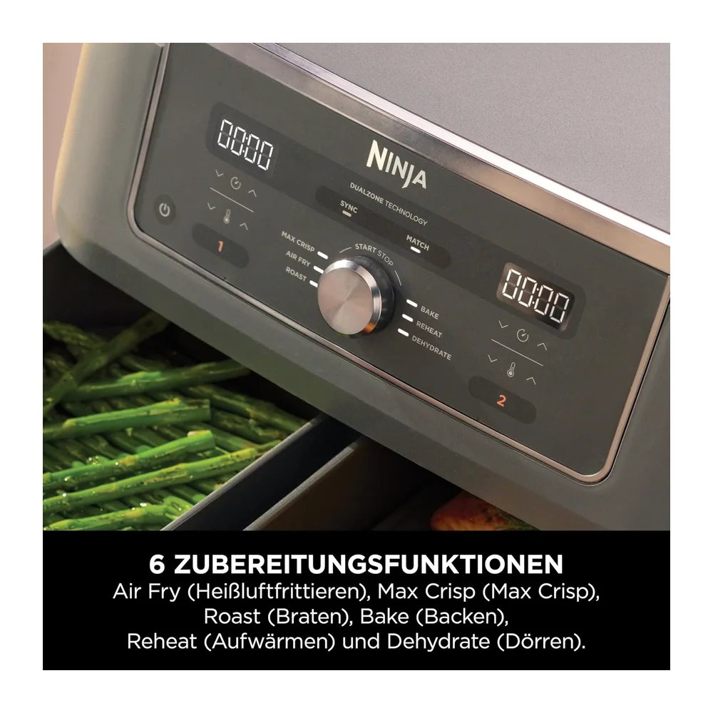 Ninja Dual Zone Digital Air Fryer, 2 Schubladen, Metallic Grau DZ400EU — 5