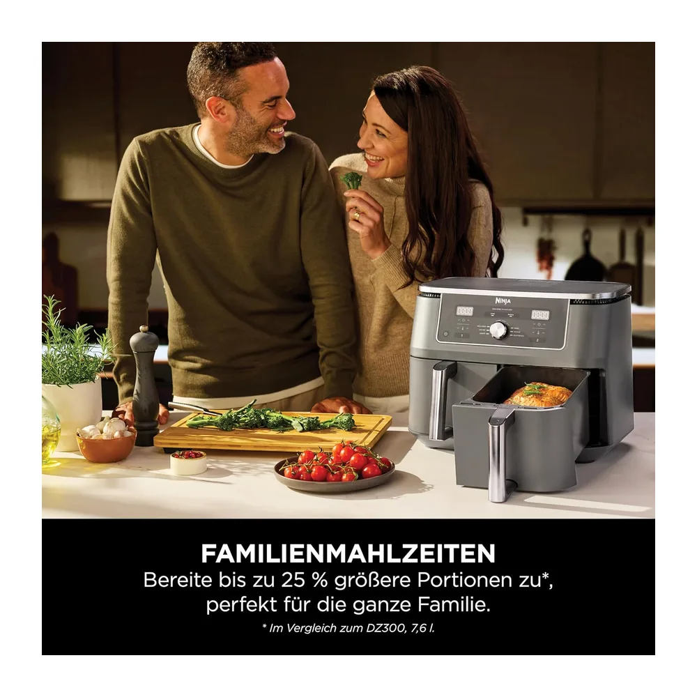 Ninja Dual Zone Digital Air Fryer, 2 Schubladen, Metallic Grau DZ400EU — 6