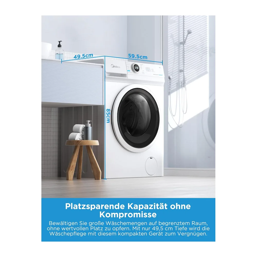 Midea Waschmaschine 7 kg Energieklasse A-10% 1400 U/Min Weiß MF10EW70BA10 [Energieklasse A] — 3