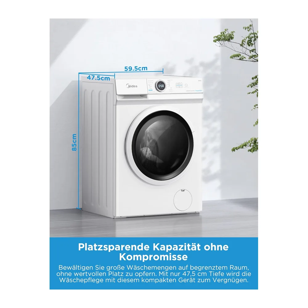 Midea Waschmaschine 8 kg Energieklasse A-10% 1400 U/Min Weiß MF10EW80BA10 [Energieklasse A] — 3