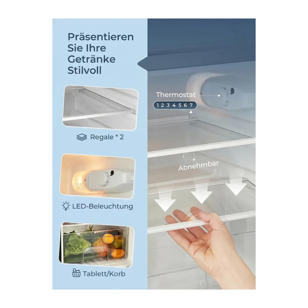 FOHERE Mini Kühlschrank mit Gefrierfach Klein 90L — 3