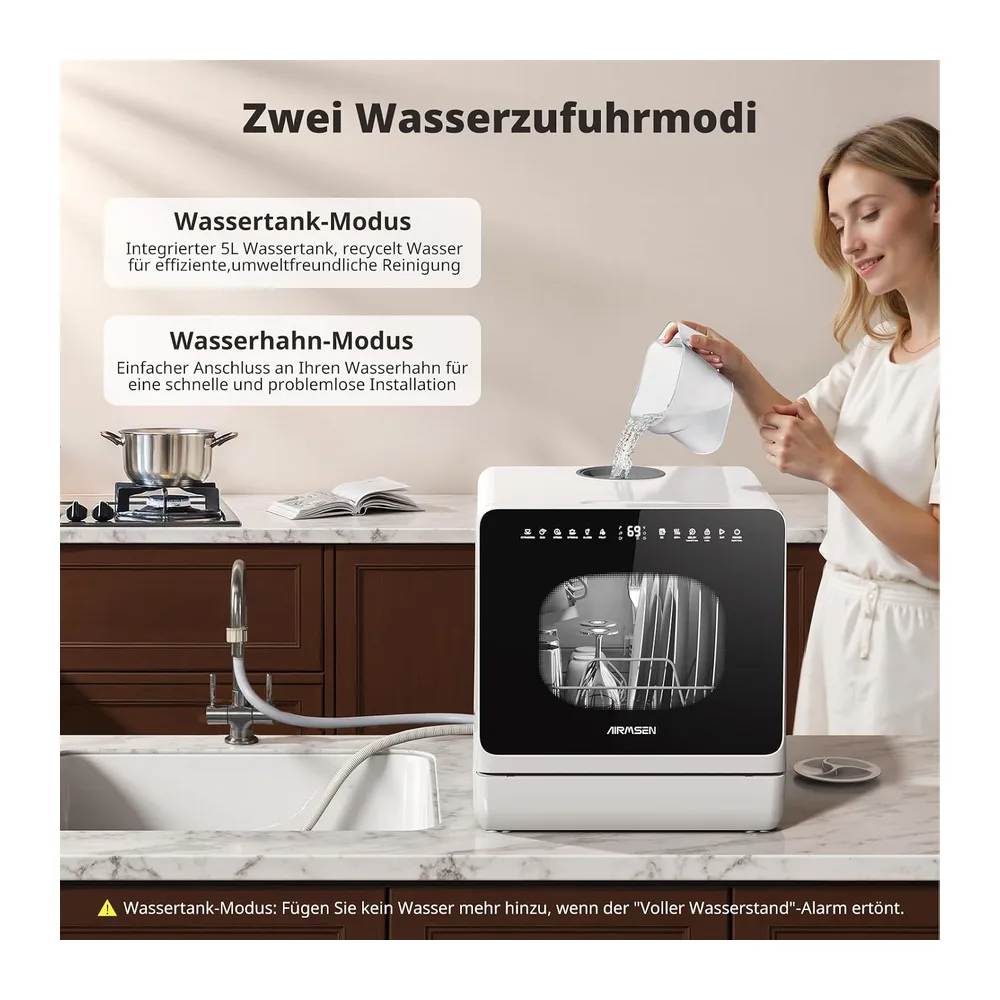 AIRMSEN Tischgeschirrspüler, Mini Geschirrspüler mit 8+3 Programmen [Energieklasse D] — 3