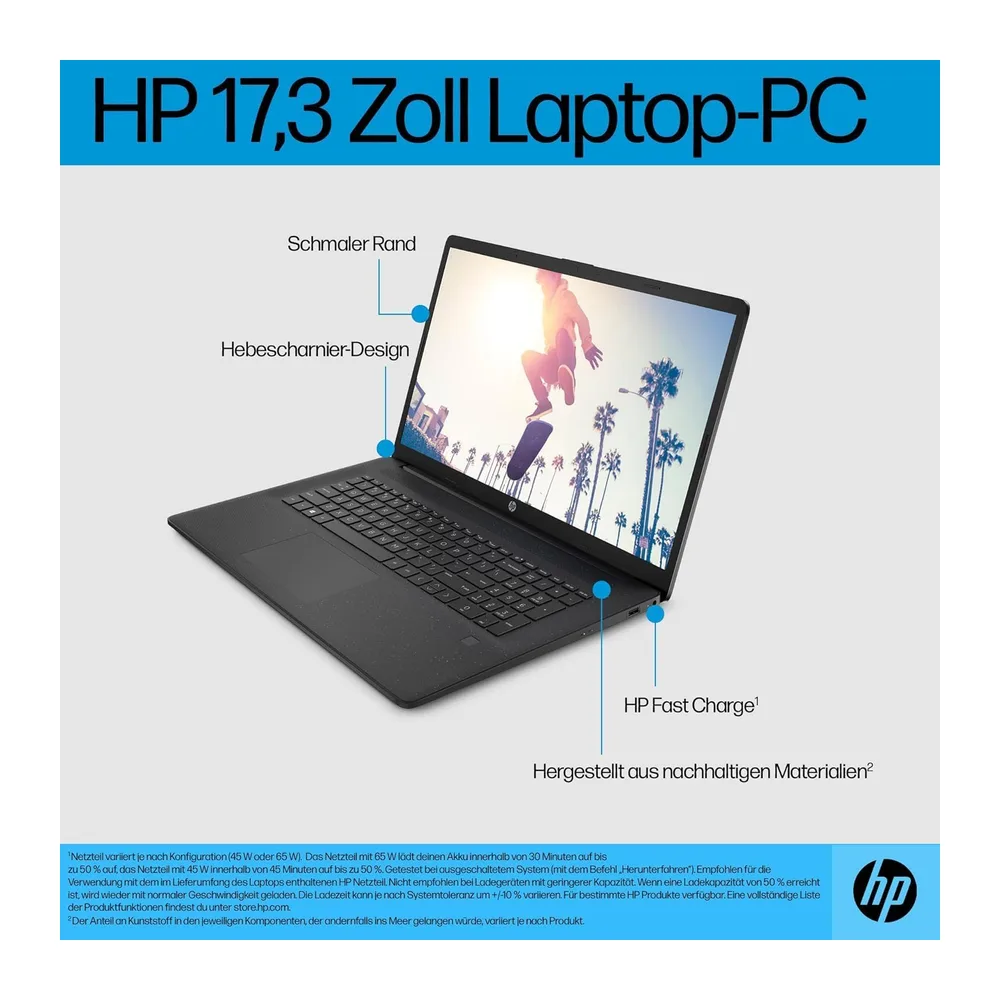 HP Laptop mit 17,3" HD+ Display, Intel Celeron N4120, 8 GB DDR4 RAM, 256 GB SSD, Intel UHD-Grafik, Windows — 2