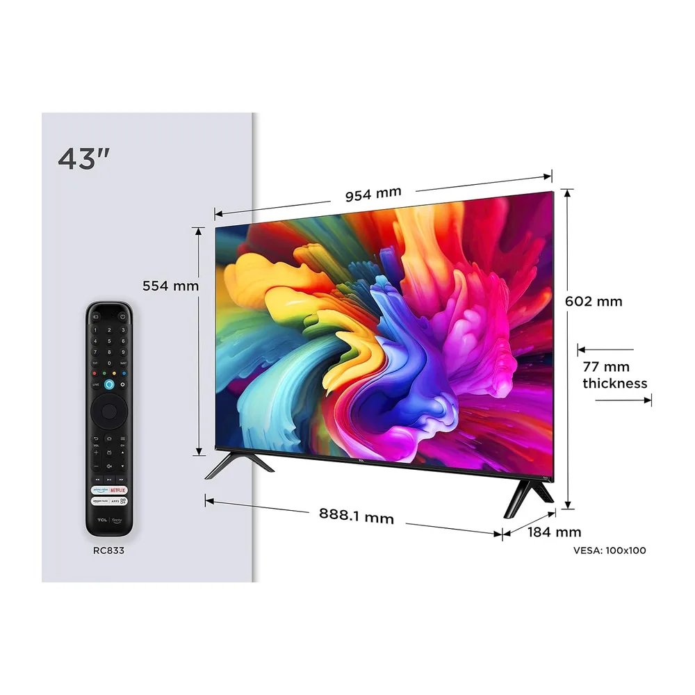 TCL 43SF560 – 43 Zoll, Full HD Smart QLED Direct LED TV mit Fire TV & HDR, Metallic Design, Rahmenlos — 2