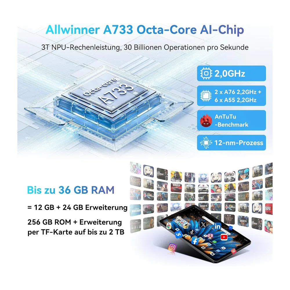 Blackview Mega2WiFi Tablet 12 Zoll Android 15 Tablet mit Stift — 4