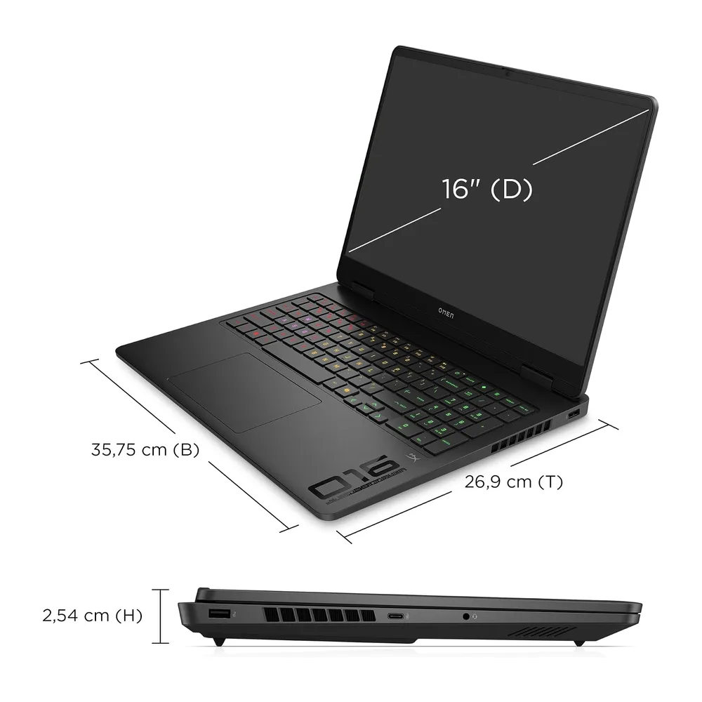 HP Omen Gaming Laptop, 16" 2K WUXGA Display,1920×1200, 16:10, 144Hz, AMD Ryzen 9 8940HX, NVIDIA GeForce RTX — 4