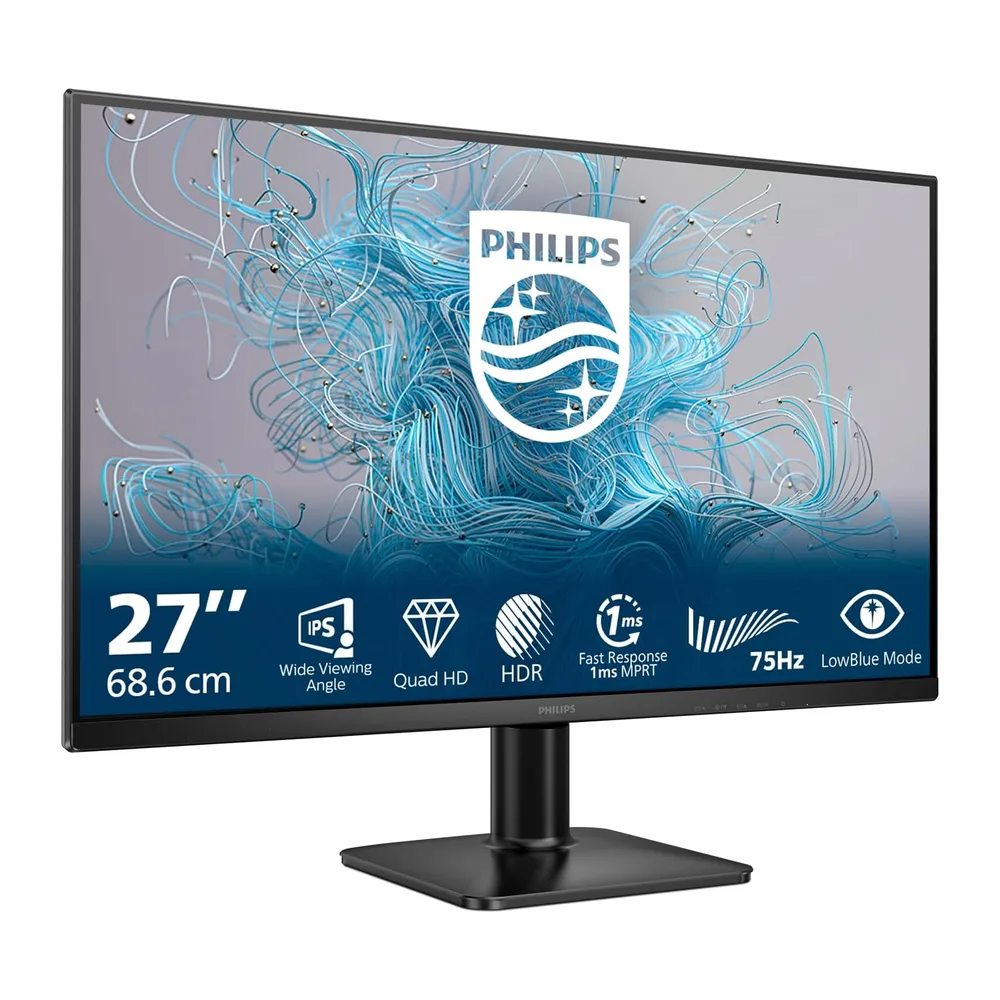 Philips 27E2N1500L 27 Zoll QHD Monitor, 75Hz, IPS, 1ms MPRT Adaptive Sync HDR10 Höhenverstellung