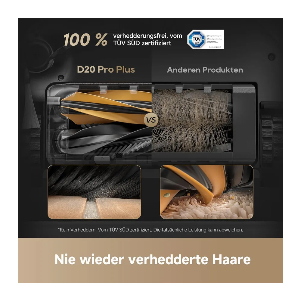 dreame D20 Pro Plus Saugroboter, 13.000 Pa Saugkraft, DuoBrush für Tierhaare, Eckenrein, Selbstentl, — 4