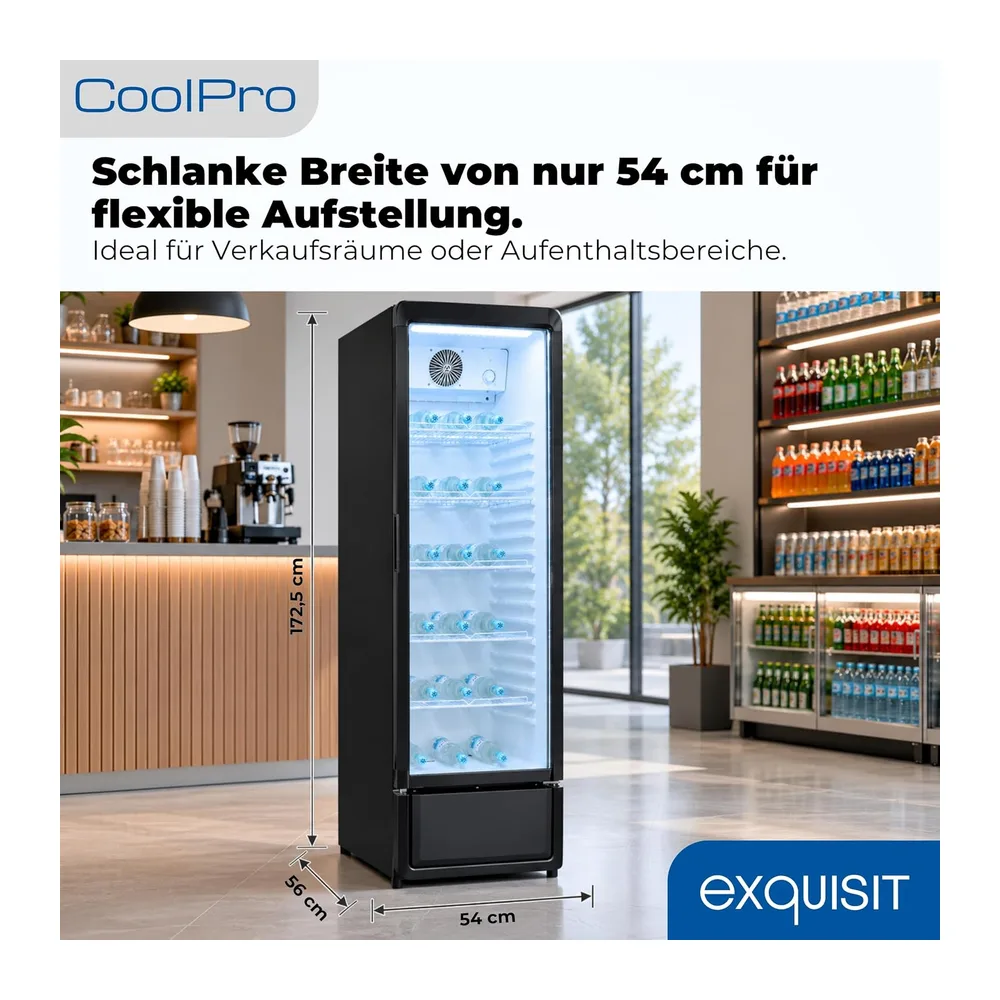 Exquisit Getränkekühlschrank 280 l - Gastro Kühlschrank mit Glastür [Energieklasse D] — 3