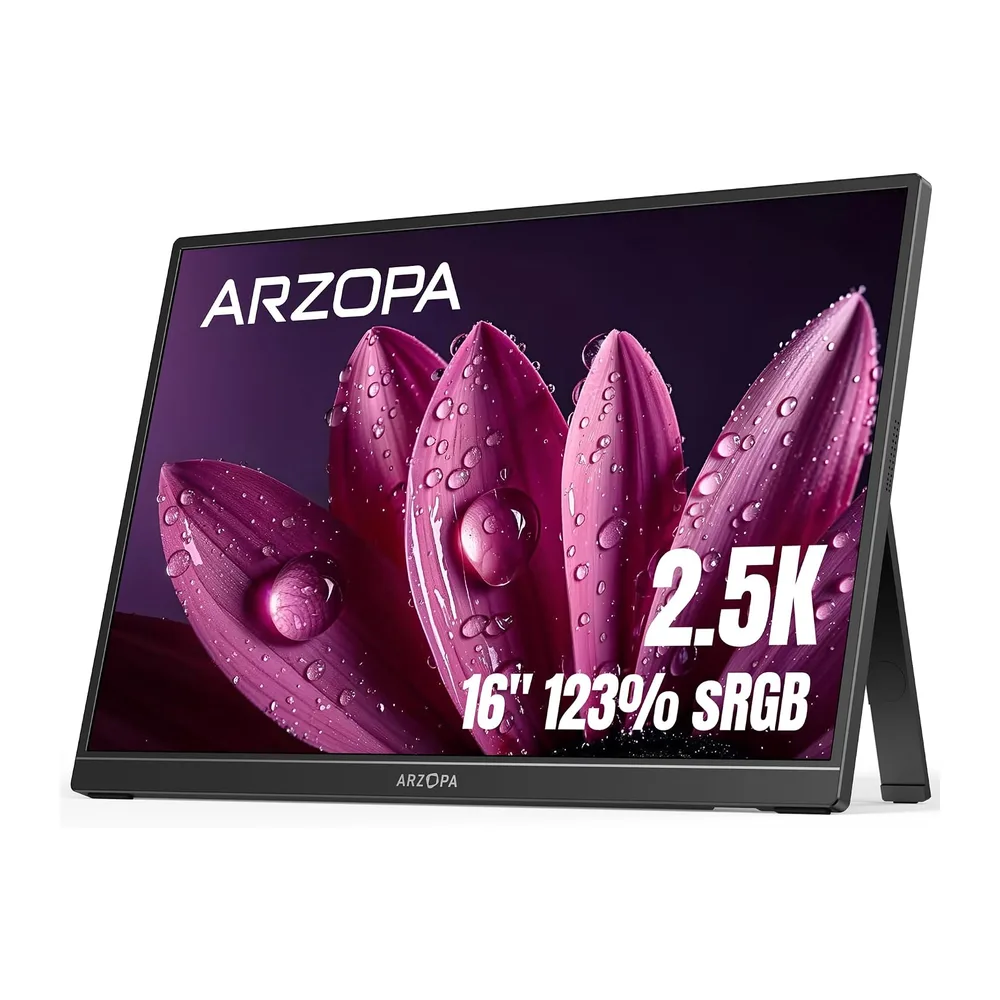 ARZOPA 2.5K Portabeler Monitor, 16 Zoll 2560x1600 HDR 10bit QHD USB-C HDMI Laptop Monitor, 16:10 IPS
