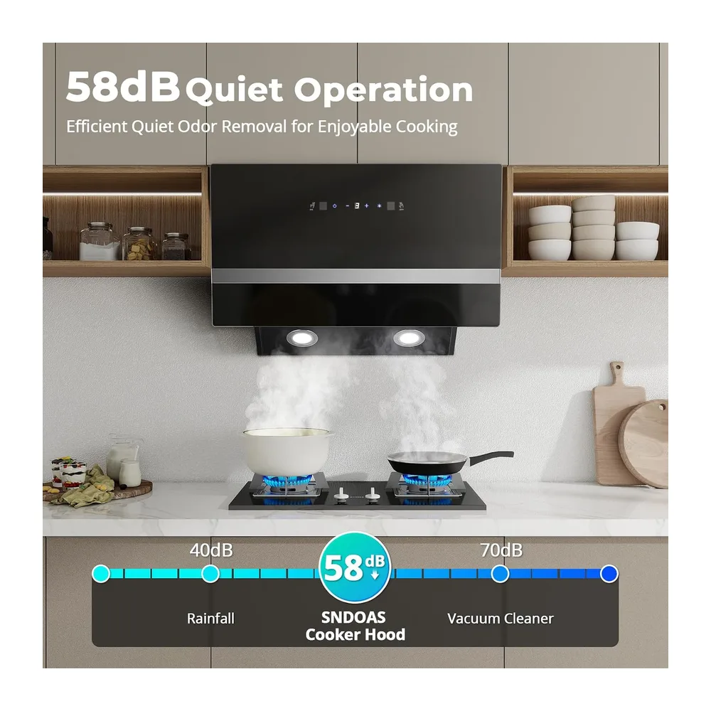 SNDOAS Dunstabzugshaube 60cm, 450m³/h Gestensteuerung/Touchscreen, A+++ [Energieklasse A+++] — 3