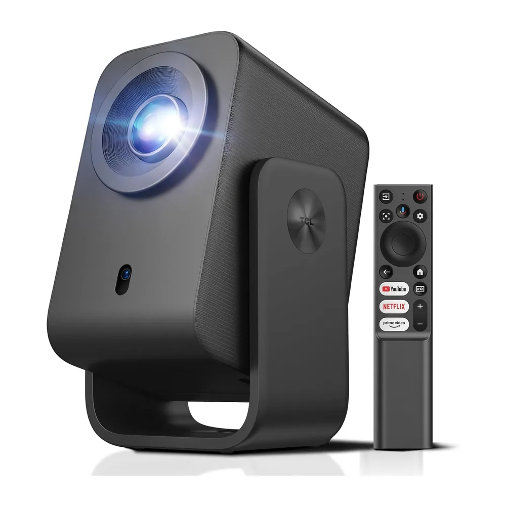TCL C1 Smart Mini Beamer, Integriertes Google TV/Netflix/APV, Projektor 4K 1080p-kompatibel, Autofokus & 6D