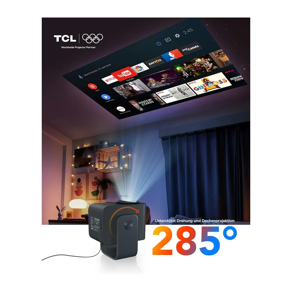 TCL C1 Smart Mini Beamer, Integriertes Google TV/Netflix/APV, Projektor 4K 1080p-kompatibel, Autofokus & 6D — 5