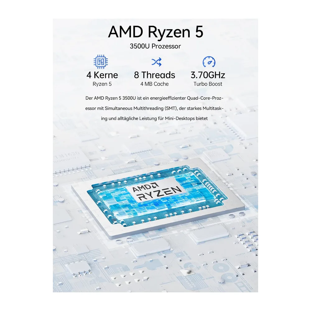 GMKtec Mini PC Ryzen – AMD Ryzen 5 3500U (4C/8T, 4.5GHz, Beats 4300U//N150/N95) | NucBox G10 | 16GB DDR4 + — 3