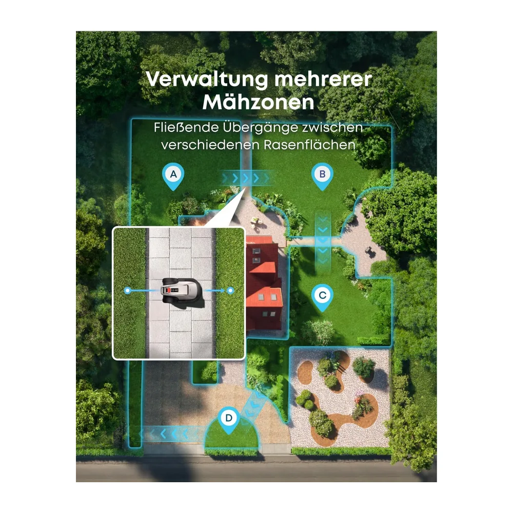 eufy E15 Mähroboter, Keine Signalausfälle, Kein RTK, TrueVision Technologie, Smart-Navigation, Garten bis — 5