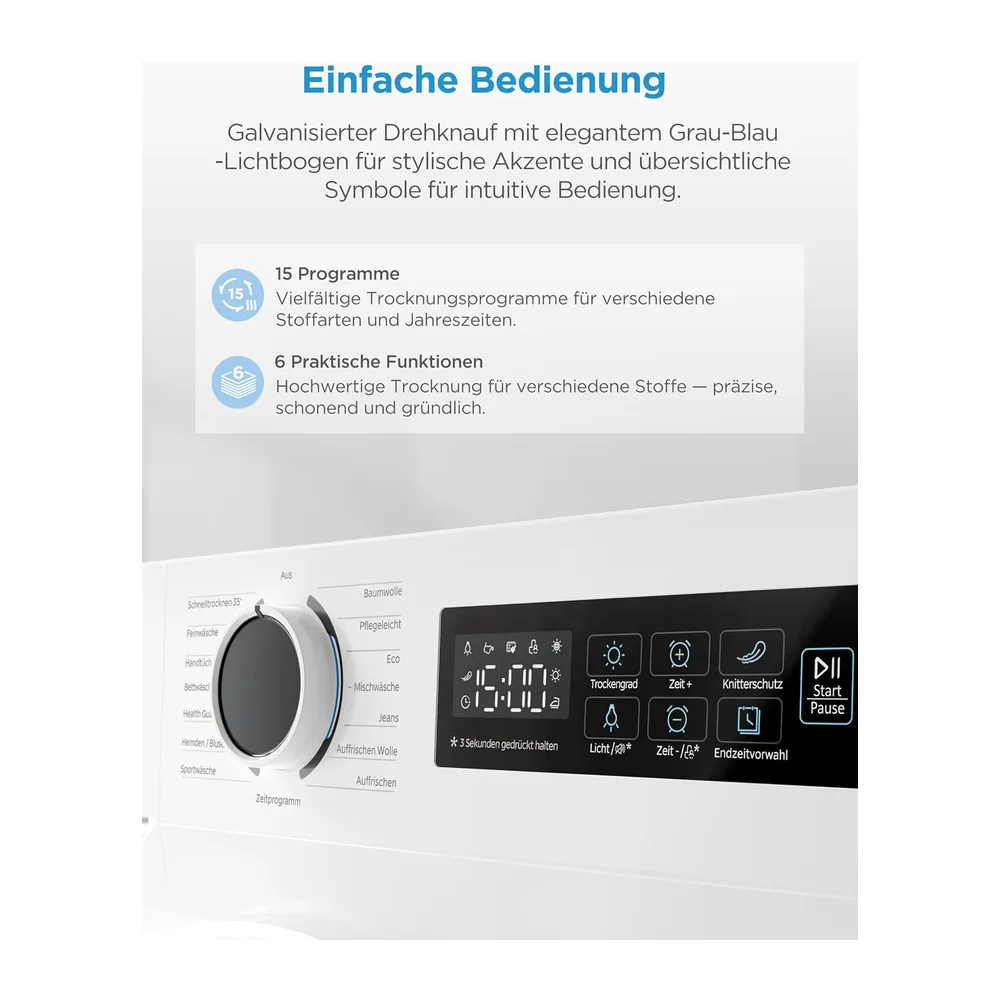Midea Wärmepumpentrockner 7 kg, Energieklasse D, MD11EH70BD, Weiß [Energieklasse D] — 4