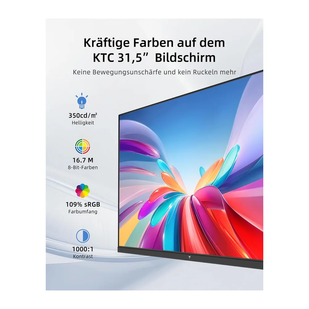 KTC 32 Zoll WQHD Monitor, 2560×1440 IPS PC Monitor, 120Hz, ΔE<2, 99% sRGB, 85% DCI-P3, HDR10, — 3