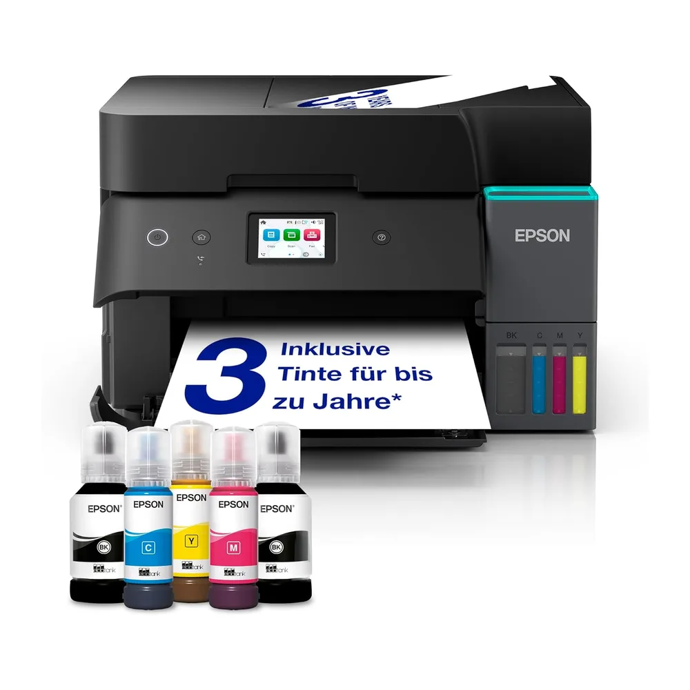 Epson EcoTank ET-4950 Tintentankdrucker | fürs Das Home Office | WLAN & Ethernet | A4 | (Duplex-) Druck,