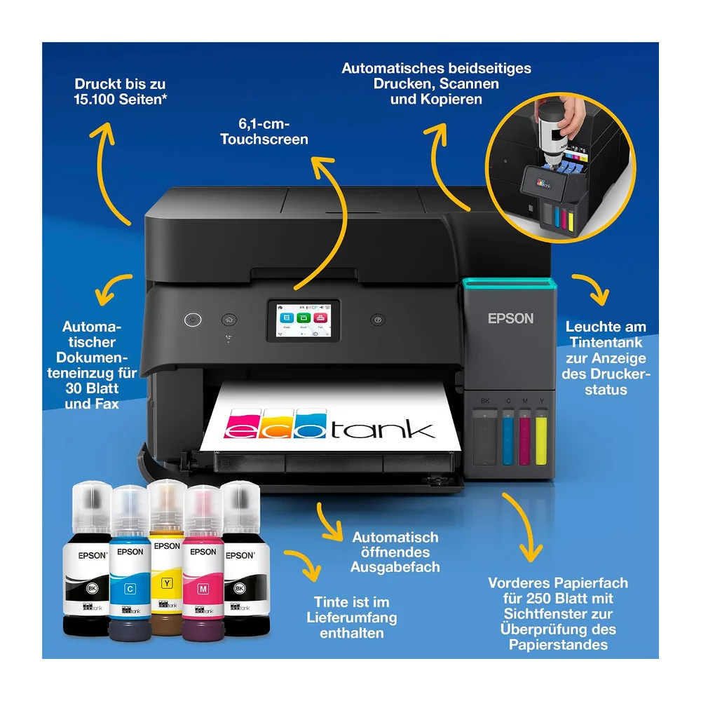 Epson EcoTank ET-4950 Tintentankdrucker | fürs Das Home Office | WLAN & Ethernet | A4 | (Duplex-) Druck, — 3