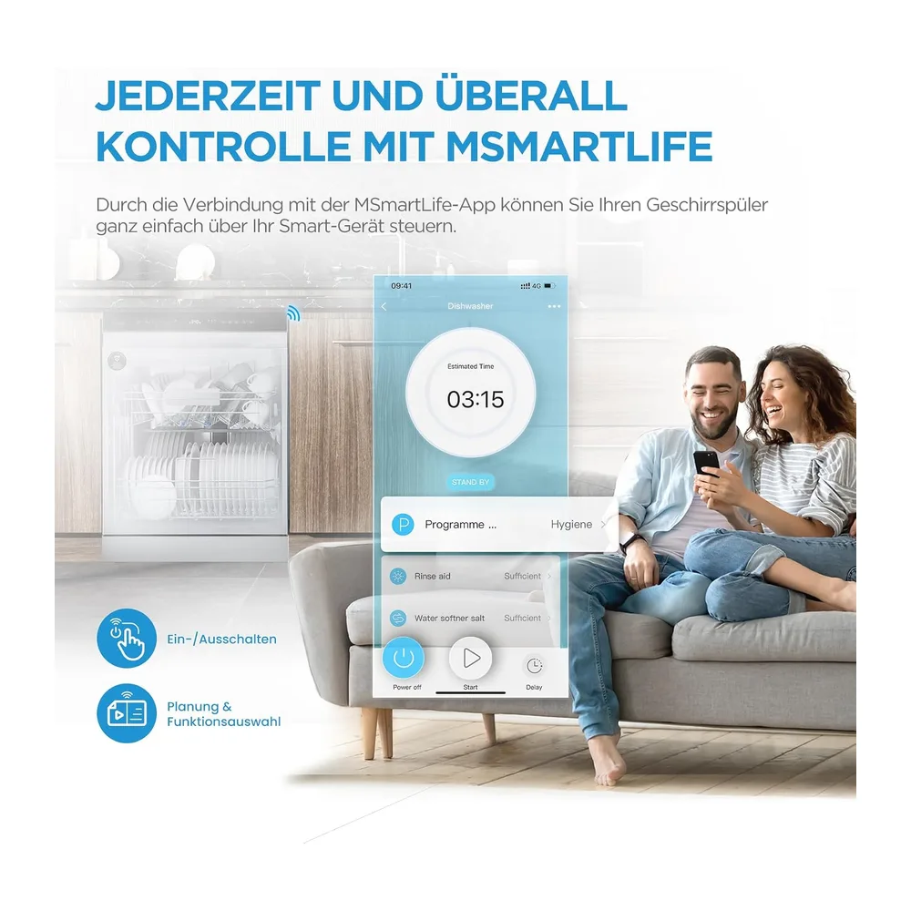 Midea Spülmaschine 60cm Freistehend & Unterbaufähig 14 Maßgedecke Weiß [Energieklasse C] — 3