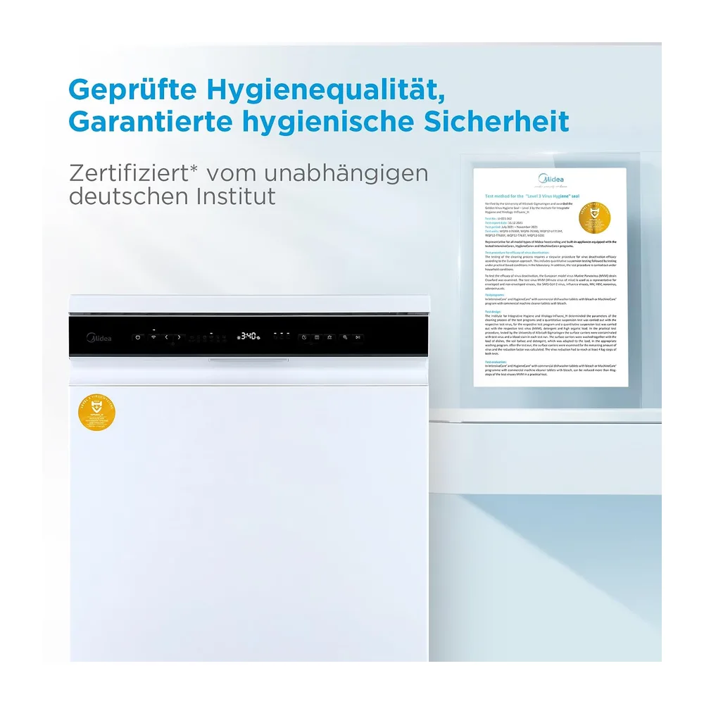 Midea Spülmaschine 60cm Freistehend & Unterbaufähig 14 Maßgedecke Weiß [Energieklasse C] — 5