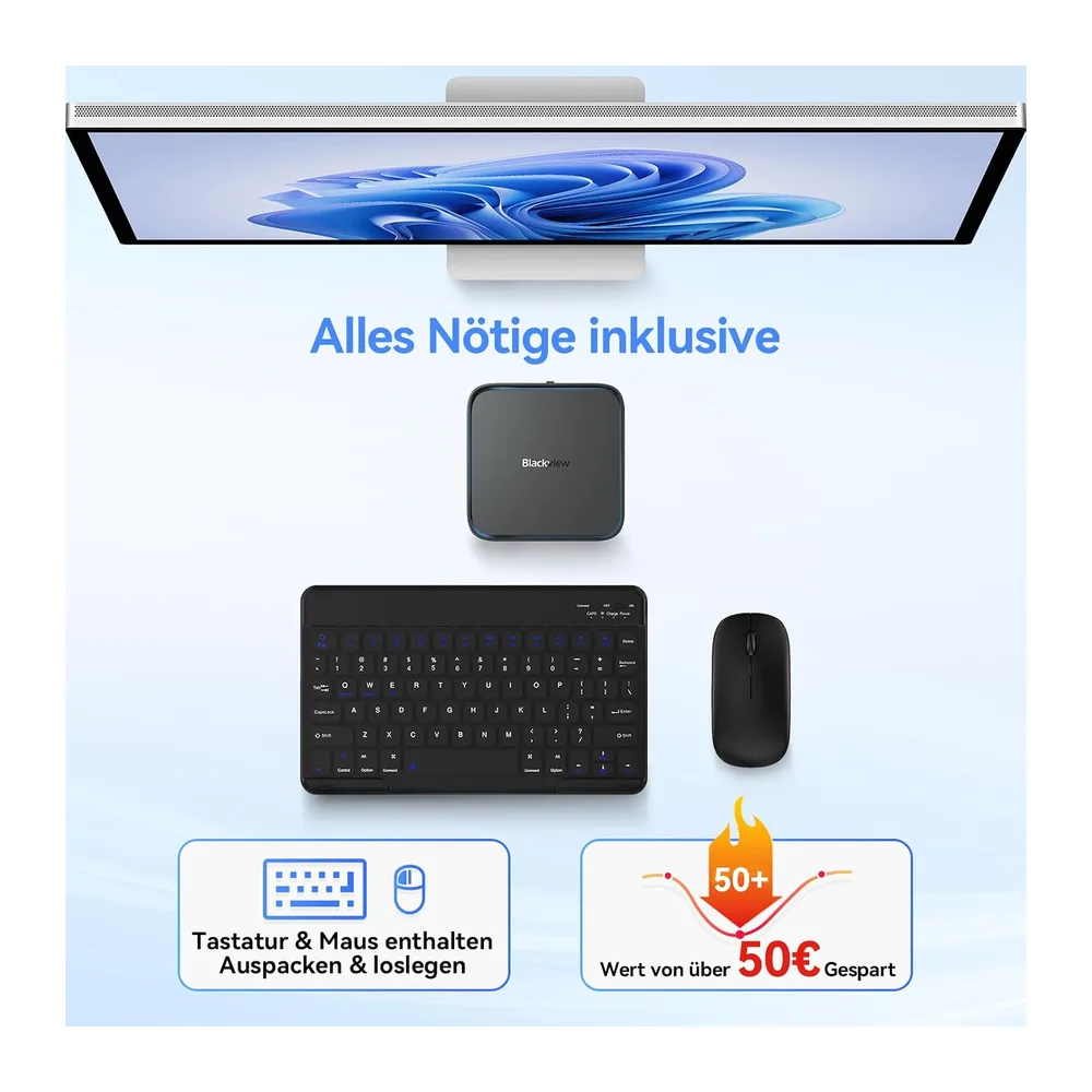 Blackview Mini PC MP50 mit Tastatur und Maus — 2