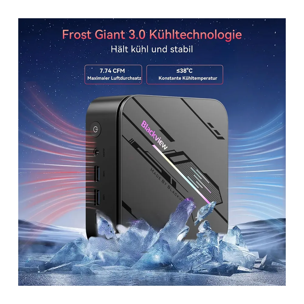 Blackview Mini PC MP100 Pro, 2026 AMD Ryzen 5 7430U, Win 11 Pro Kompakter Desktop-PC, 16GB RAM (rasante 3733 — 5