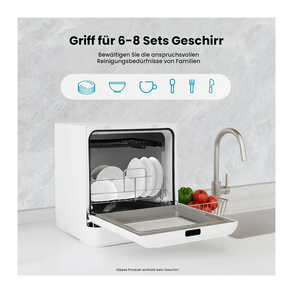 Mini Geschirrspüler 6-8 Maßgedecke Tischspülmaschine 800W Tischgeschirrspüler mit 4 Reinigungsmodi — 2