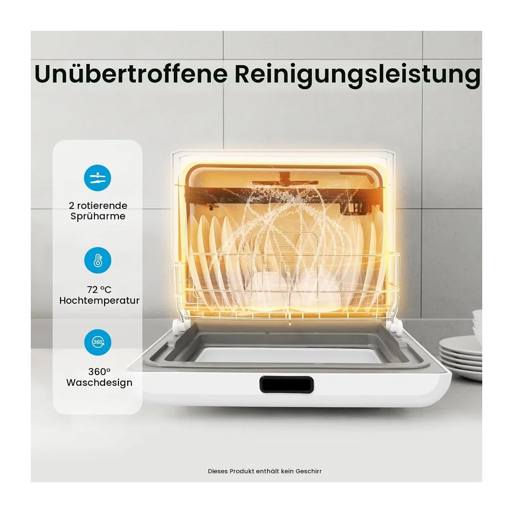 Mini Geschirrspüler 6-8 Maßgedecke Tischspülmaschine 800W Tischgeschirrspüler mit 4 Reinigungsmodi — 4