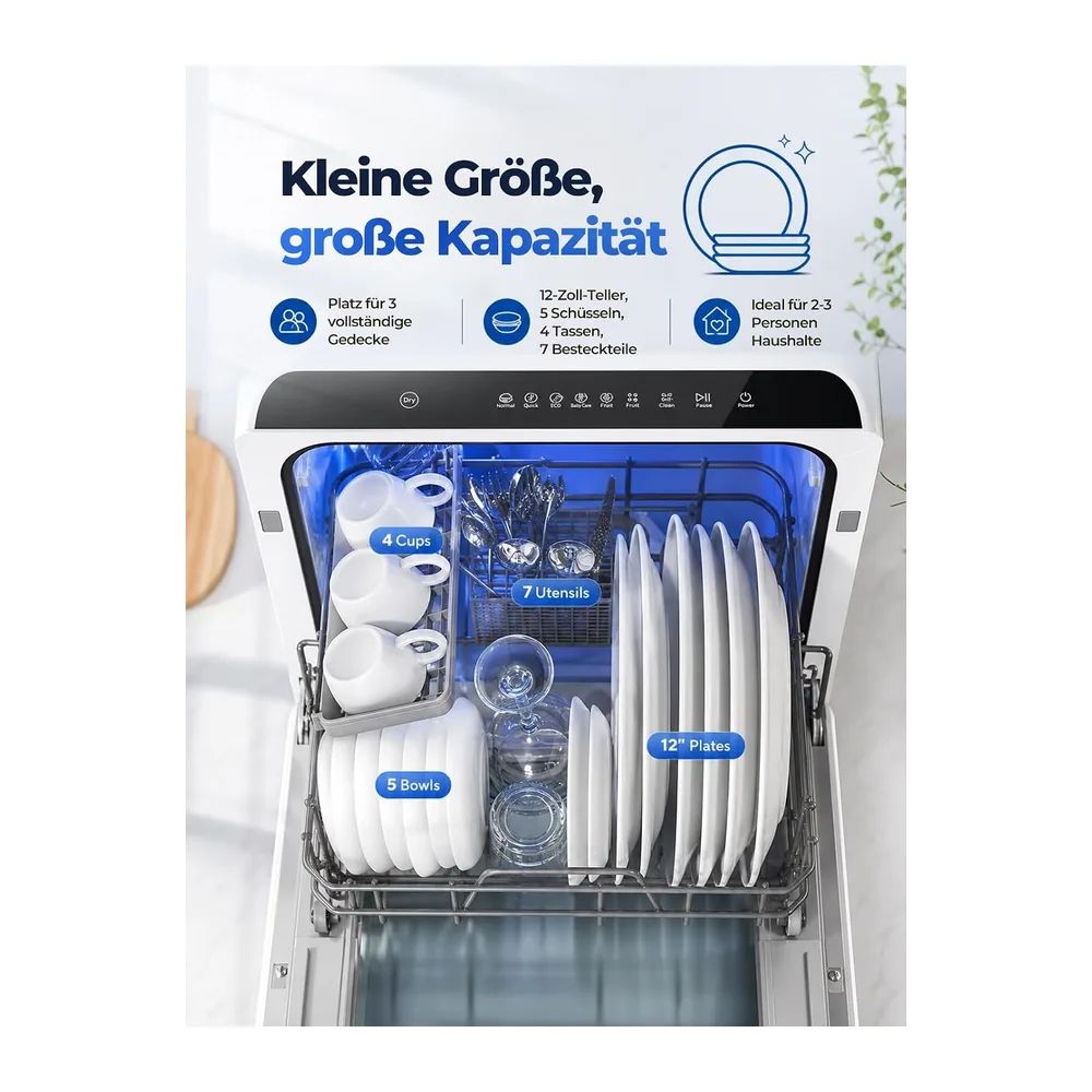 FOHERE Mini Geschirrspüler mit 5-Liter-Tank — 4