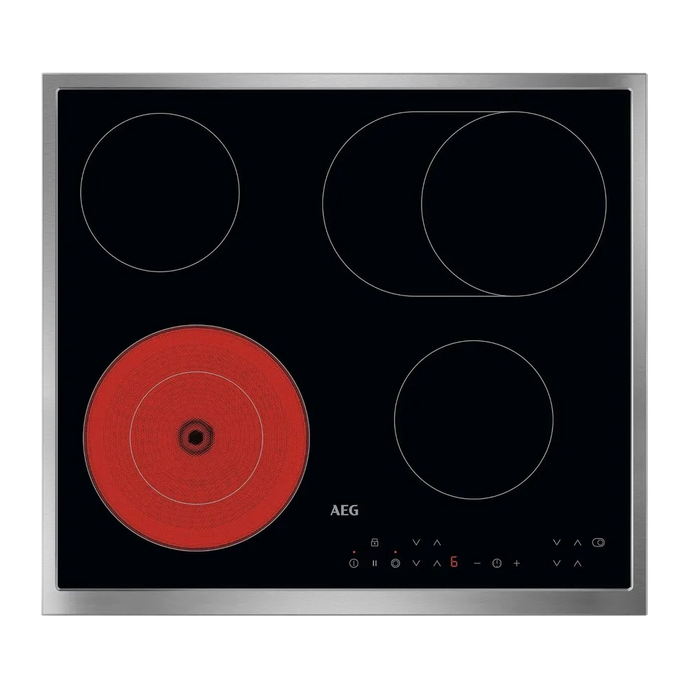 AEG Glaskeramik-Kochfeld 60cm, 4 Kochzonen, schnelles Aufheizen, TN64RA06XB