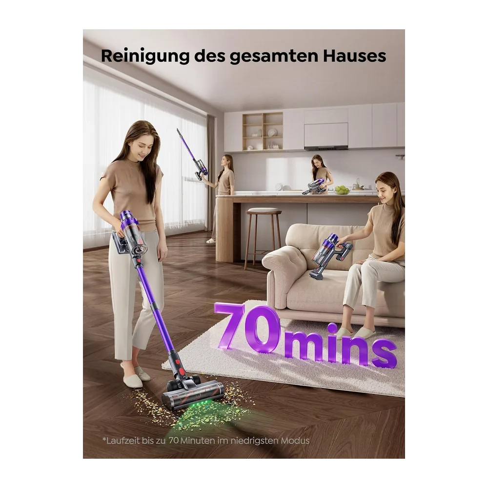 SMOTURE Akku Staubsauger 55.000 Pa 70 Min Laufzeit mit Mini-Turbinendüse — 4