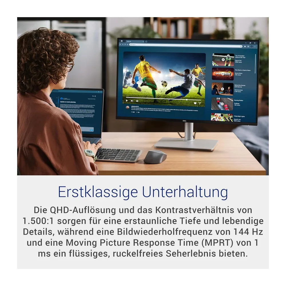 Dell 27 Plus Monitor - S2725DSM, QHD (2560x1440), 144Hz, IPS, 1ms MPRT, AMD FreeSync, 99% sRGB, — 2