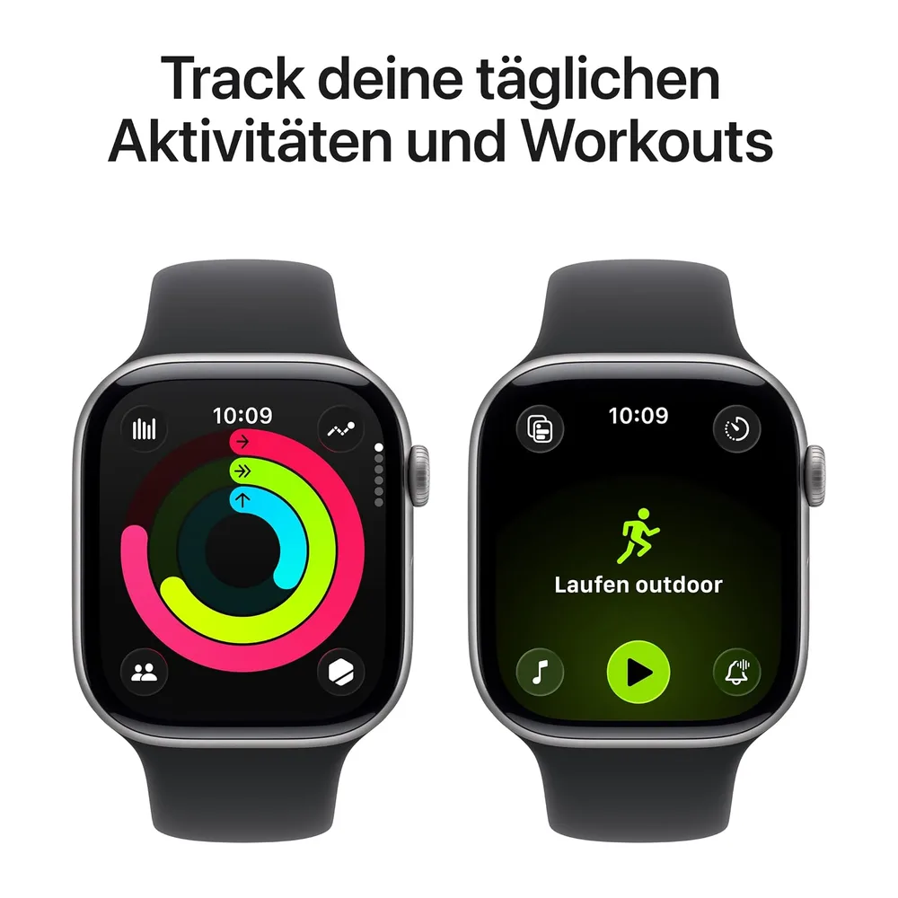 Apple Watch Series 11 GPS 46 mm Smartwatch mit Aluminiumgehäuse in Space Grau und Sportarmband in Schwarz — 3