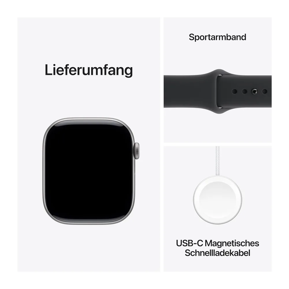 Apple Watch Series 11 GPS 46 mm Smartwatch mit Aluminiumgehäuse in Space Grau und Sportarmband in Schwarz — 6