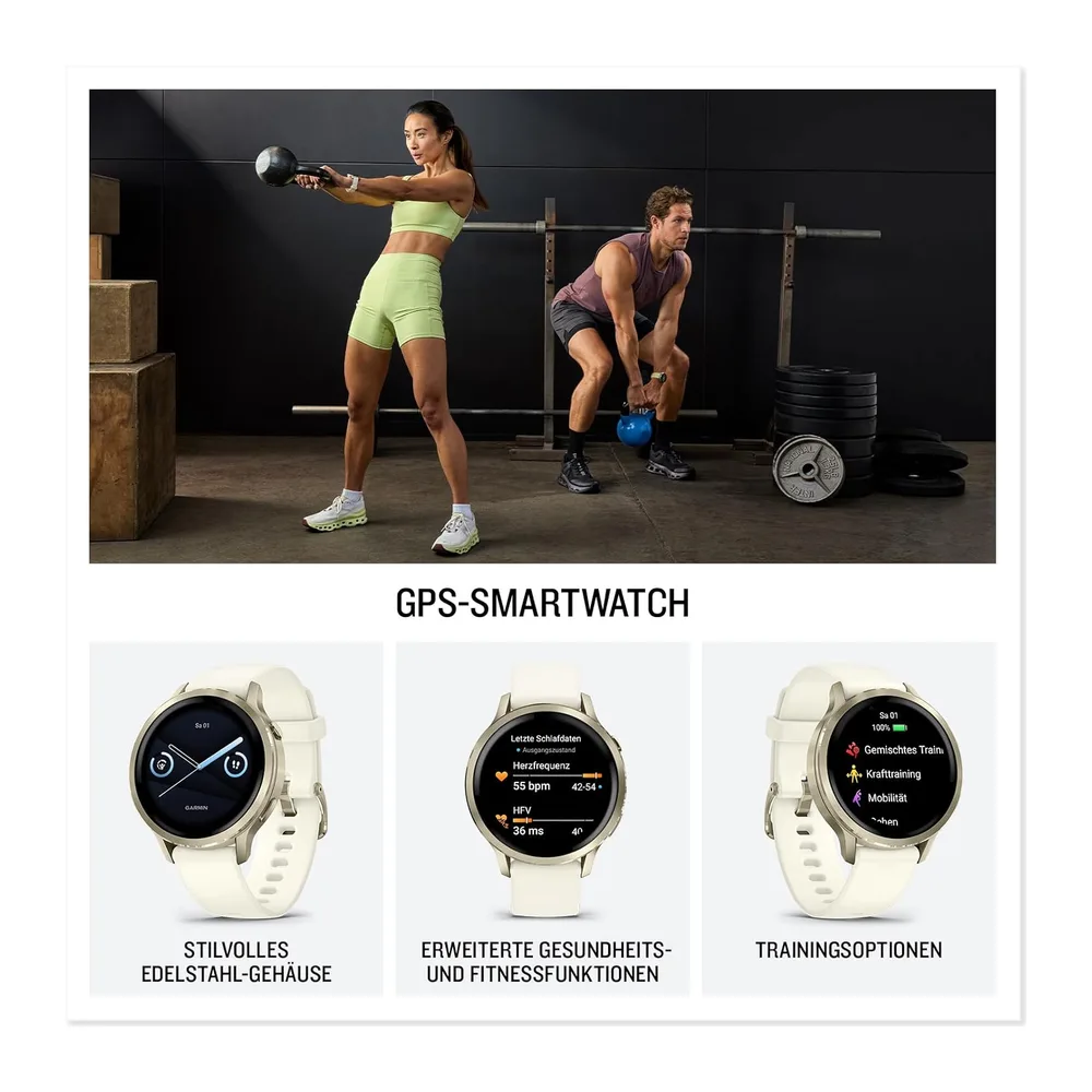 Garmin Venu 4, 41 mm, GPS-Fitness-Smartwach, Beige/Lunargold — 2