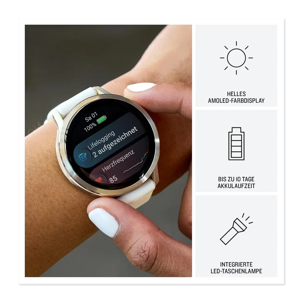 Garmin Venu 4, 41 mm, GPS-Fitness-Smartwach, Beige/Lunargold — 3