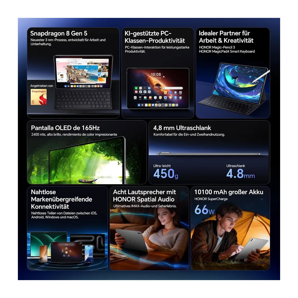 HONOR MagicPad 4 Tablet 12,3 Zoll OLED 3K 165Hz — 2