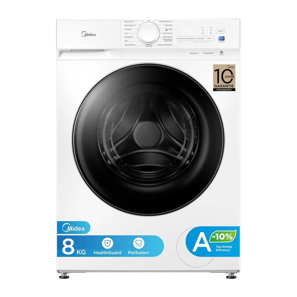 Midea Waschmaschine 8 kg Energieeffizienzklasse A-10% weiß MFV3EW80BA10 [Energieklasse A]