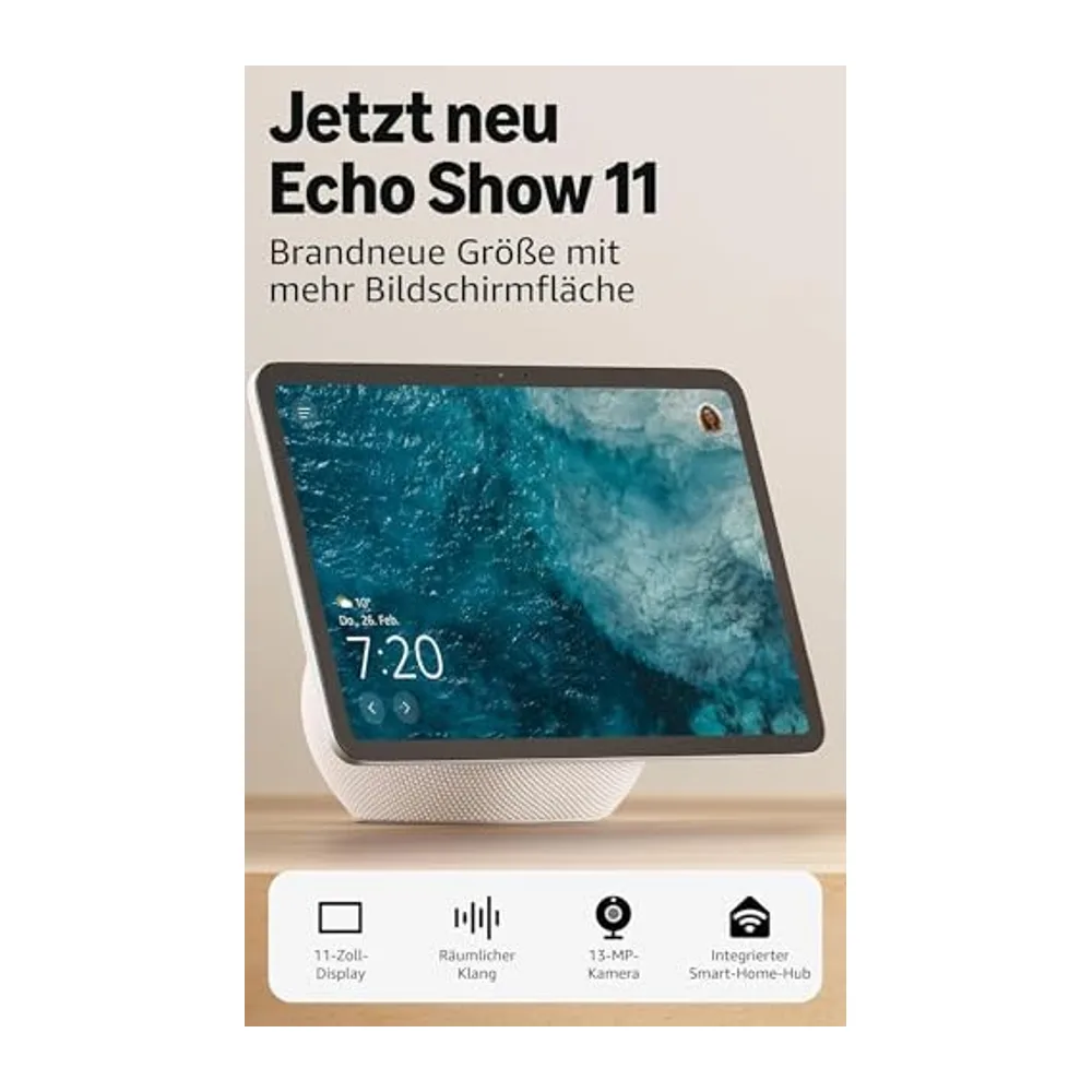 Amazon Echo Show 11 – Brillantes 11-Zoll-Display + Verstellbarer Ständer von Amazon | Für Amazon Echo Show 8 — 2