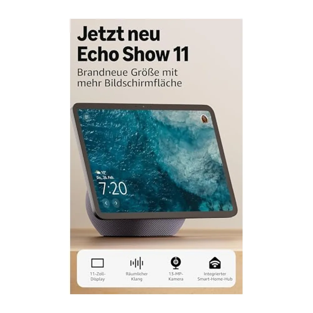 Amazon Echo Show 11 – Brillantes 11-Zoll-Display + Verstellbarer Ständer von Amazon | Für Amazon Echo Show 8 — 2