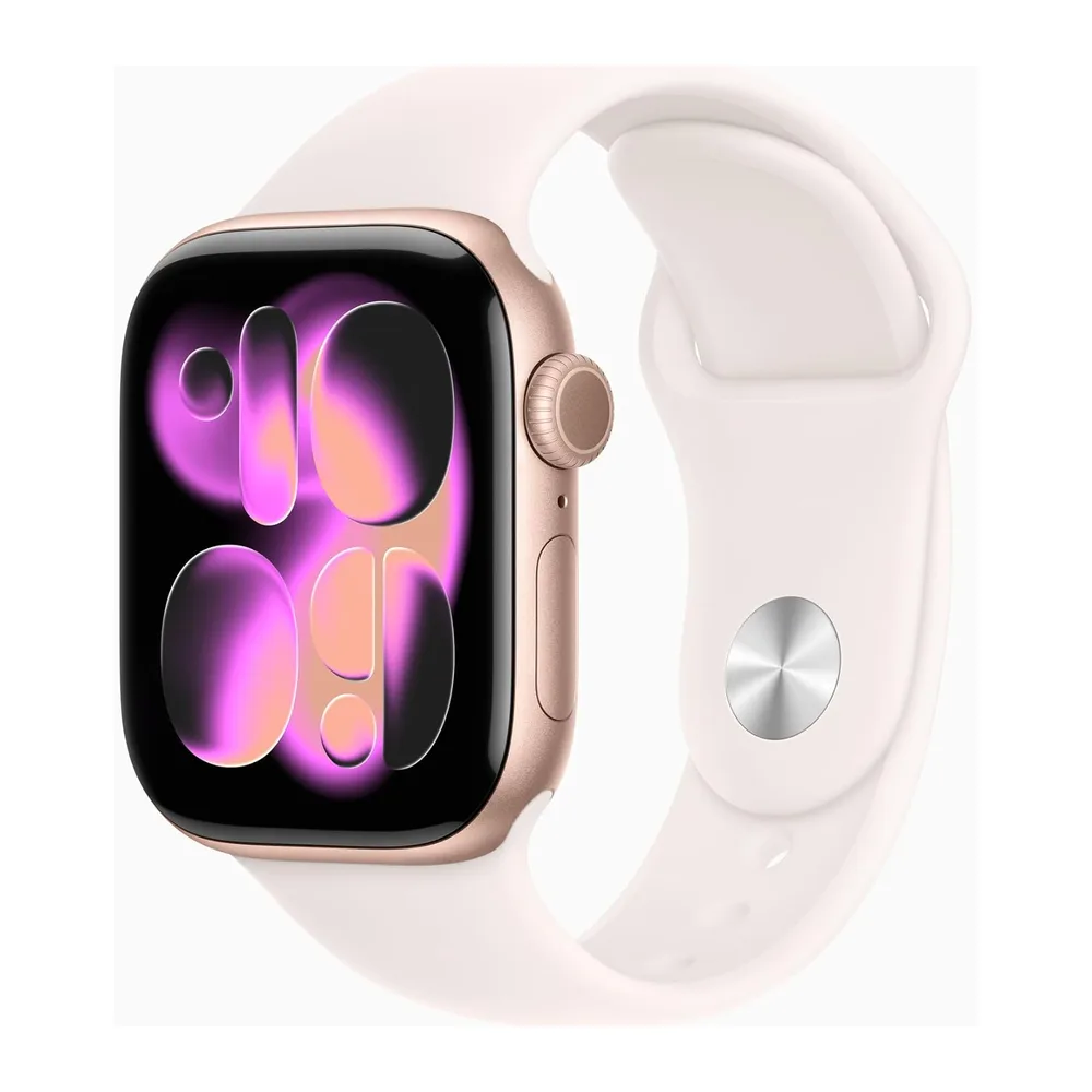 Apple Watch Series 11 [GPS, 42mm] Aluminiumgehäuse Roségold mit Sportarmband Blassrosa, S/M (Generalüberholt)