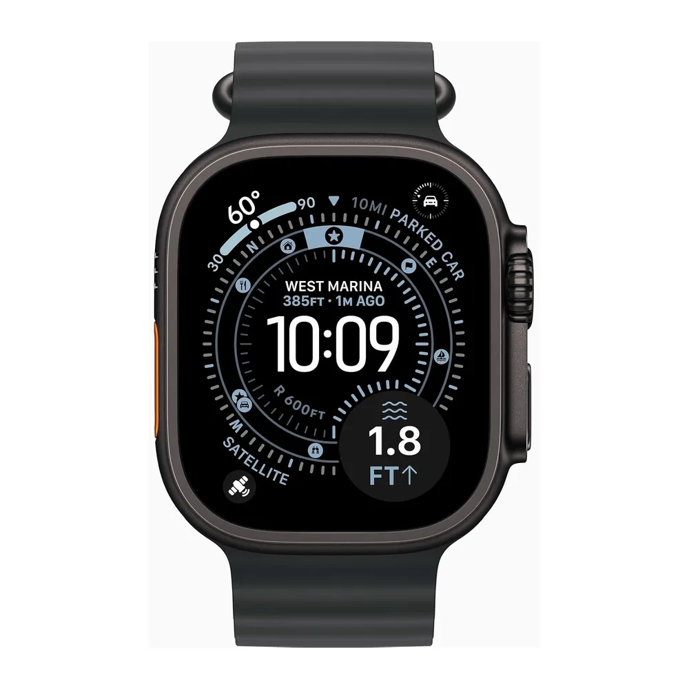 Apple Watch Ultra 3 [GPS + Cellular, 49mm] Titangehäuse Schwarz mit Ocean Armband Schwarz (Generalüberholt) — 2