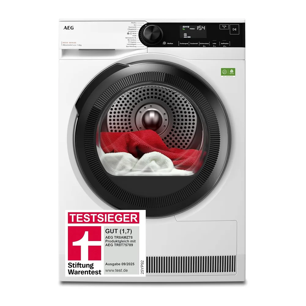 AEG Serie 8000 Wärmepumpentrockner Testsieger Stiftung Warentest