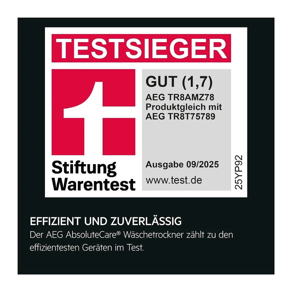 AEG Serie 8000 Wärmepumpentrockner Testsieger Stiftung Warentest — 2