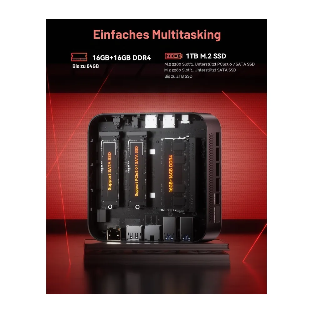 NiPoGi E3B Mini PC АMD Ryzen 5 7430U(4,3GHz) — 4