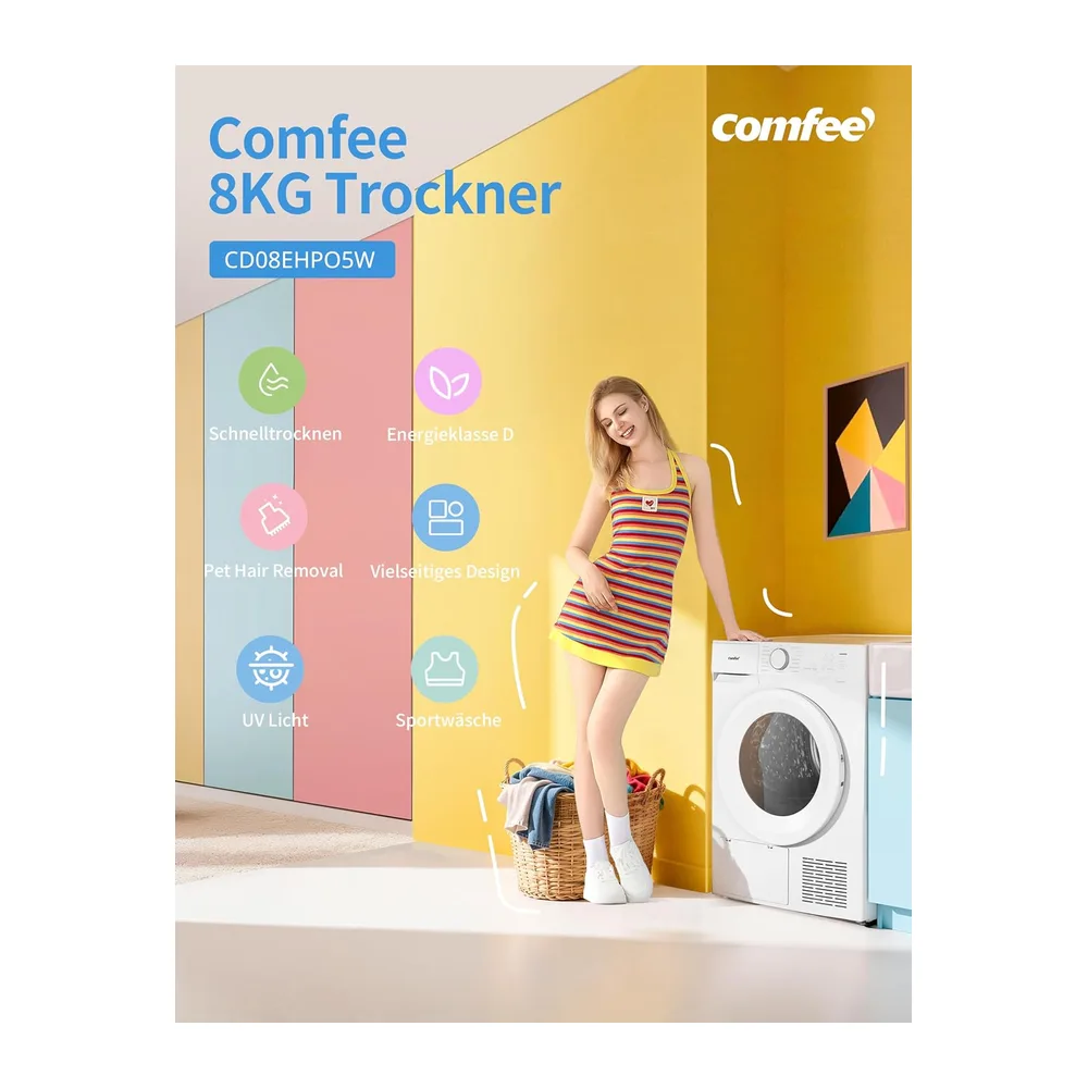 Comfee Wärmepumpentrockner 8 kg Energieklasse D Weiß CD08EHP05W [Energieklasse D] — 2
